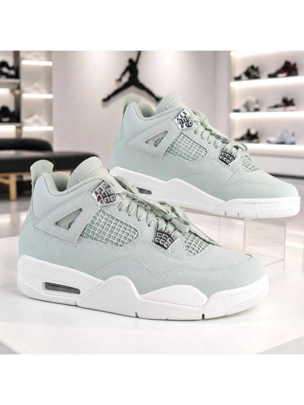 Nike Air Jordan 4 Retro Shoes Seafoam Green Womens 12 Mens 10.5 HV0823-003